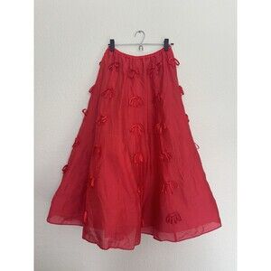 NWT Hope For Flowers By Tracy Reese Red Midi Skirt Bow Detail Sz Small Designer